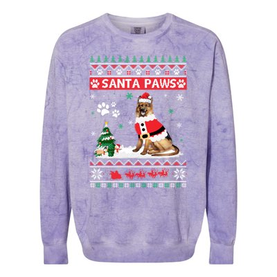 Santa Paws Ger Shepherd Merry Christmas Dog Funny Xmas Funny Gift Colorblast Crewneck Sweatshirt