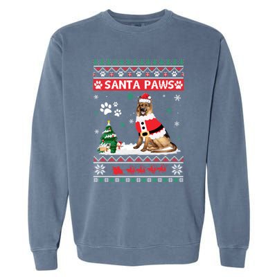 Santa Paws Ger Shepherd Merry Christmas Dog Funny Xmas Funny Gift Garment-Dyed Sweatshirt