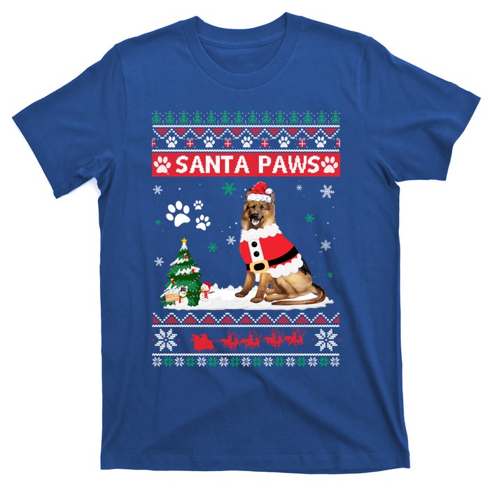 Santa Paws Ger Shepherd Merry Christmas Dog Funny Xmas Funny Gift T-Shirt