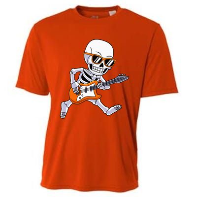 Skeleton Playing Guitar Rock & Roll Halloween Cooling Performance Crew T-Shirt