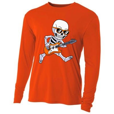 Skeleton Playing Guitar Rock & Roll Halloween Cooling Performance Long Sleeve Crew