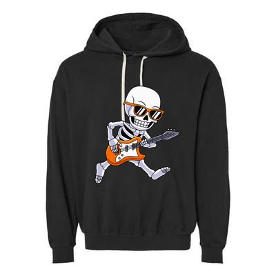 Skeleton Playing Guitar Rock & Roll Halloween Garment-Dyed Fleece Hoodie