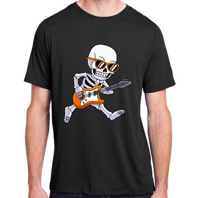 Skeleton Playing Guitar Rock & Roll Halloween Adult ChromaSoft Performance T-Shirt