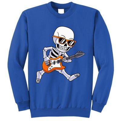 Skeleton Playing Guitar Rock & Roll Halloween Sweatshirt