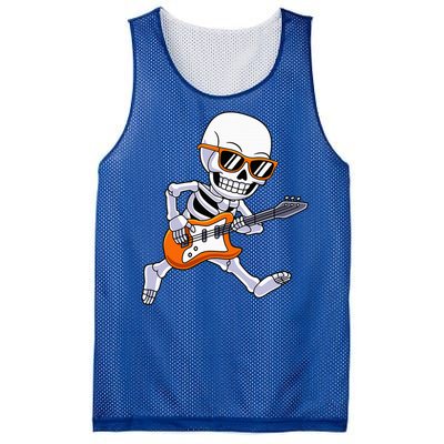 Skeleton Playing Guitar Rock & Roll Halloween Mesh Reversible Basketball Jersey Tank