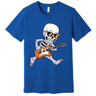 Skeleton Playing Guitar Rock & Roll Halloween Premium T-Shirt