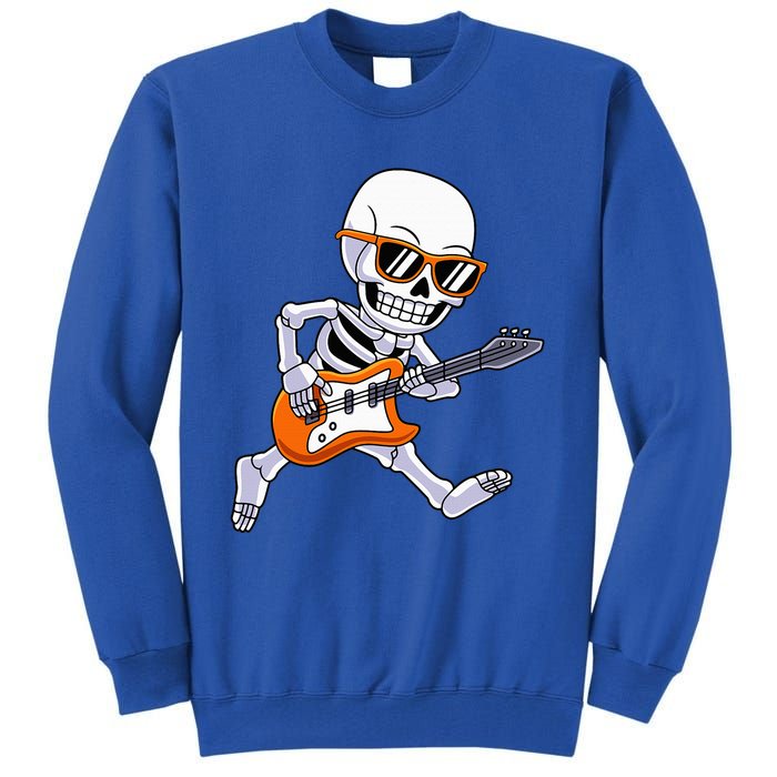 Skeleton Playing Guitar Rock & Roll Halloween Tall Sweatshirt