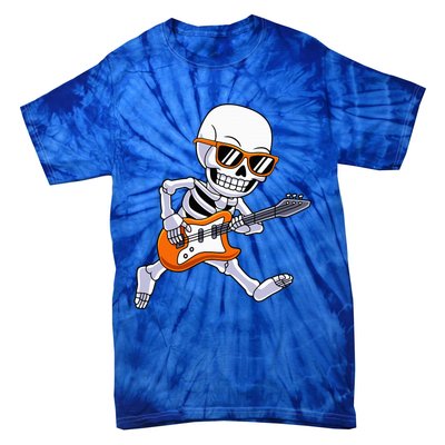 Skeleton Playing Guitar Rock & Roll Halloween Tie-Dye T-Shirt