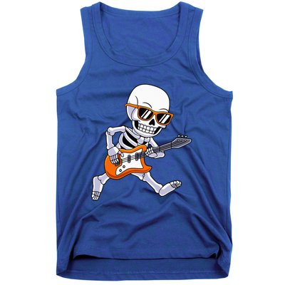 Skeleton Playing Guitar Rock & Roll Halloween Tank Top