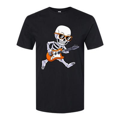 Skeleton Playing Guitar Rock & Roll Halloween Softstyle CVC T-Shirt