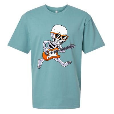 Skeleton Playing Guitar Rock & Roll Halloween Sueded Cloud Jersey T-Shirt