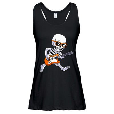 Skeleton Playing Guitar Rock Roll Kids Halloween Ladies Essential Flowy Tank