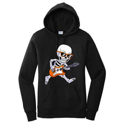 Skeleton Playing Guitar Rock Roll Kids Halloween Women's Pullover Hoodie