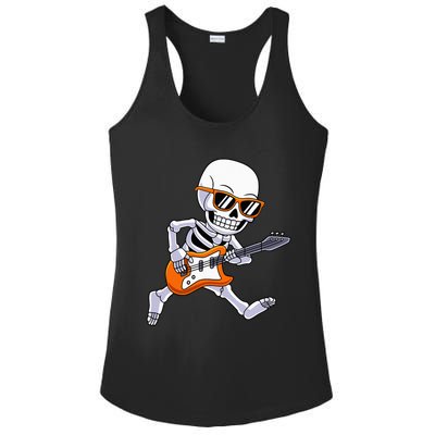 Skeleton Playing Guitar Rock Roll Kids Halloween Ladies PosiCharge Competitor Racerback Tank