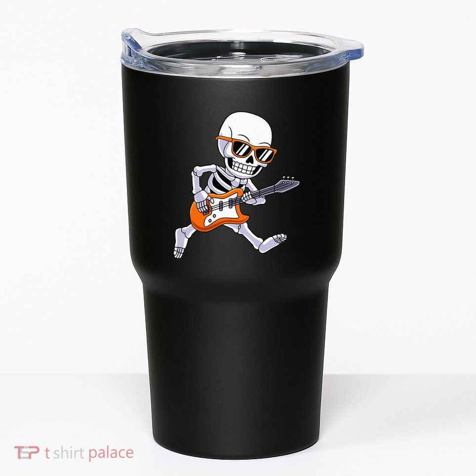 Skeleton Playing Guitar Rock Roll Kids Halloween Tumbler