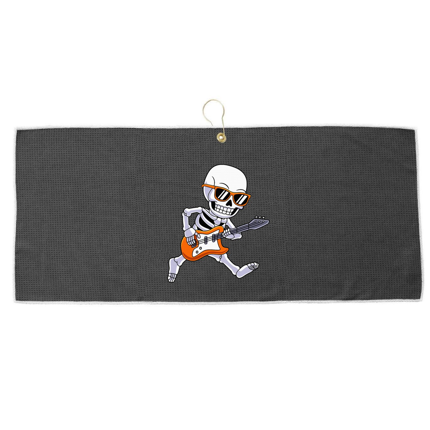 Skeleton Playing Guitar Rock Roll Kids Halloween Large Microfiber Waffle Golf Towel