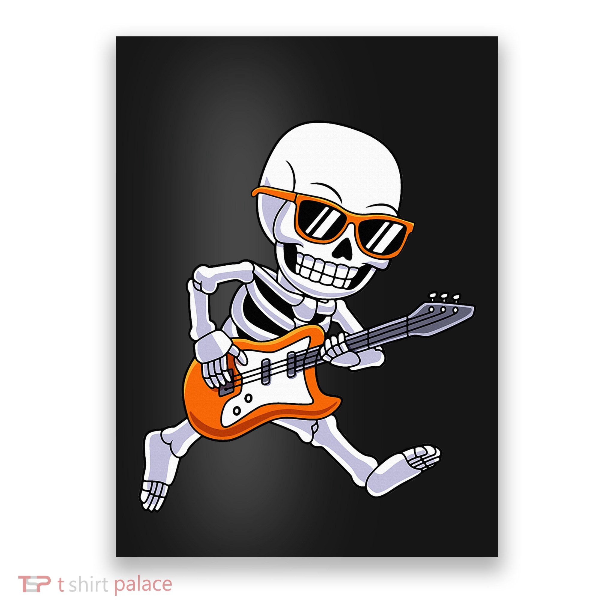Skeleton Playing Guitar Rock Roll Kids Halloween Poster