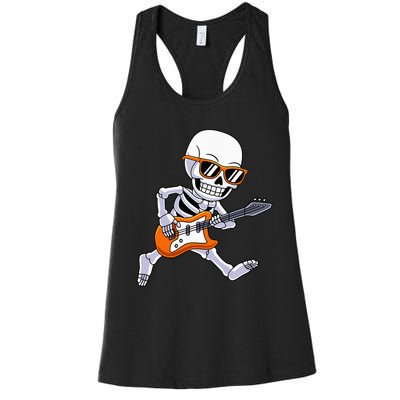 Skeleton Playing Guitar Rock Roll Kids Halloween Women's Racerback Tank