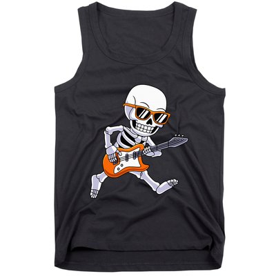 Skeleton Playing Guitar Rock Roll Kids Halloween Tank Top