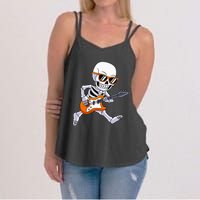 Skeleton Playing Guitar Rock Roll Kids Halloween Women's Strappy Tank