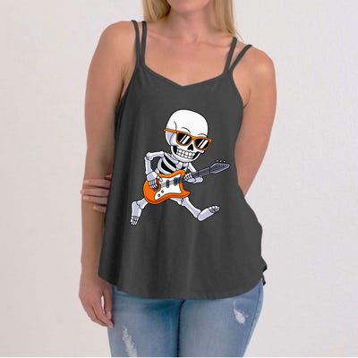 Skeleton Playing Guitar Rock Roll Kids Halloween Women's Strappy Tank