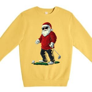 Santa Playing Golf Christmas Golfer Xmas Gift Premium Crewneck Sweatshirt