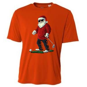 Santa Playing Golf Christmas Golfer Xmas Gift Cooling Performance Crew T-Shirt