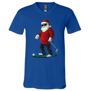 Santa Playing Golf Christmas Golfer Xmas Gift V-Neck T-Shirt