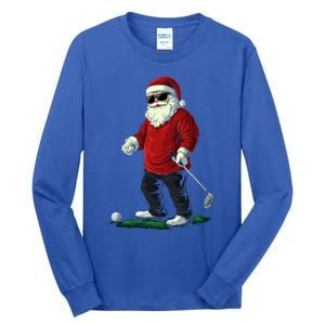 Santa Playing Golf Christmas Golfer Xmas Gift Tall Long Sleeve T-Shirt