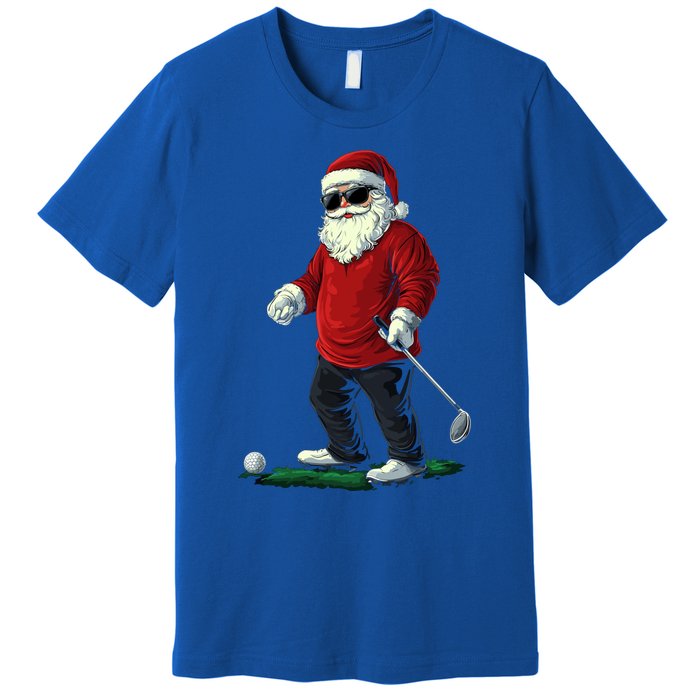 Santa Playing Golf Christmas Golfer Xmas Gift Premium T-Shirt