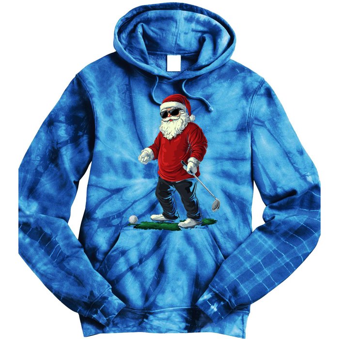 Santa Playing Golf Christmas Golfer Xmas Gift Tie Dye Hoodie