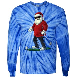 Santa Playing Golf Christmas Golfer Xmas Gift Tie-Dye Long Sleeve Shirt