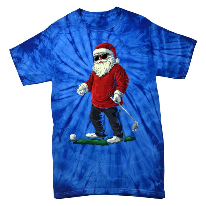 Santa Playing Golf Christmas Golfer Xmas Gift Tie-Dye T-Shirt