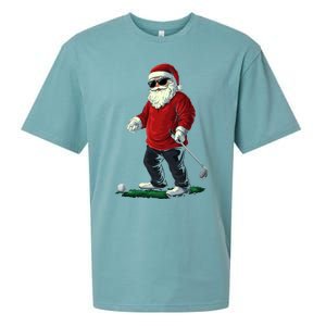 Santa Playing Golf Christmas Golfer Xmas Gift Sueded Cloud Jersey T-Shirt