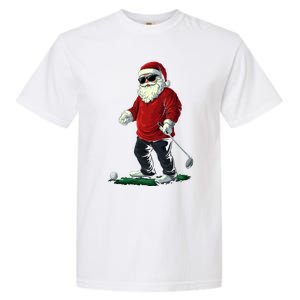 Santa Playing Golf Christmas Golfer Xmas Gift Garment-Dyed Heavyweight T-Shirt