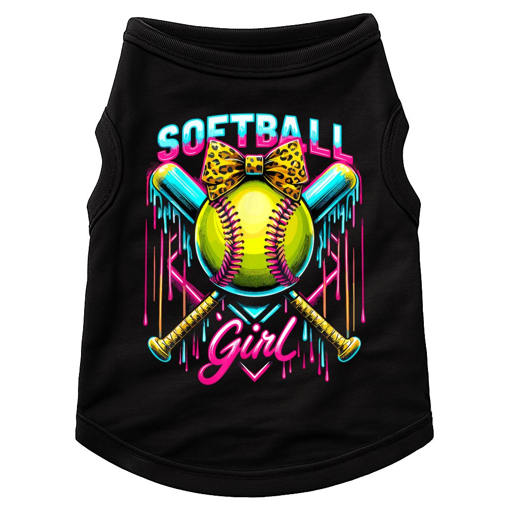 Softball Player Girl Ice Cream Softball Drip  Doggie Tank
