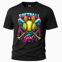Softball Player Girl Ice Cream Softball Drip  Cooling Performance Crew T-Shirt