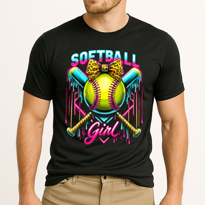 Softball Player Girl Ice Cream Softball Drip  Cooling Performance Crew T-Shirt