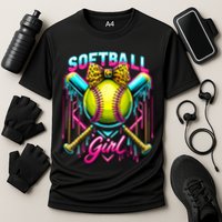 Softball Player Girl Ice Cream Softball Drip  Cooling Performance Crew T-Shirt