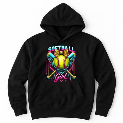 Softball Player Girl Ice Cream Softball Drip  Hoodie
