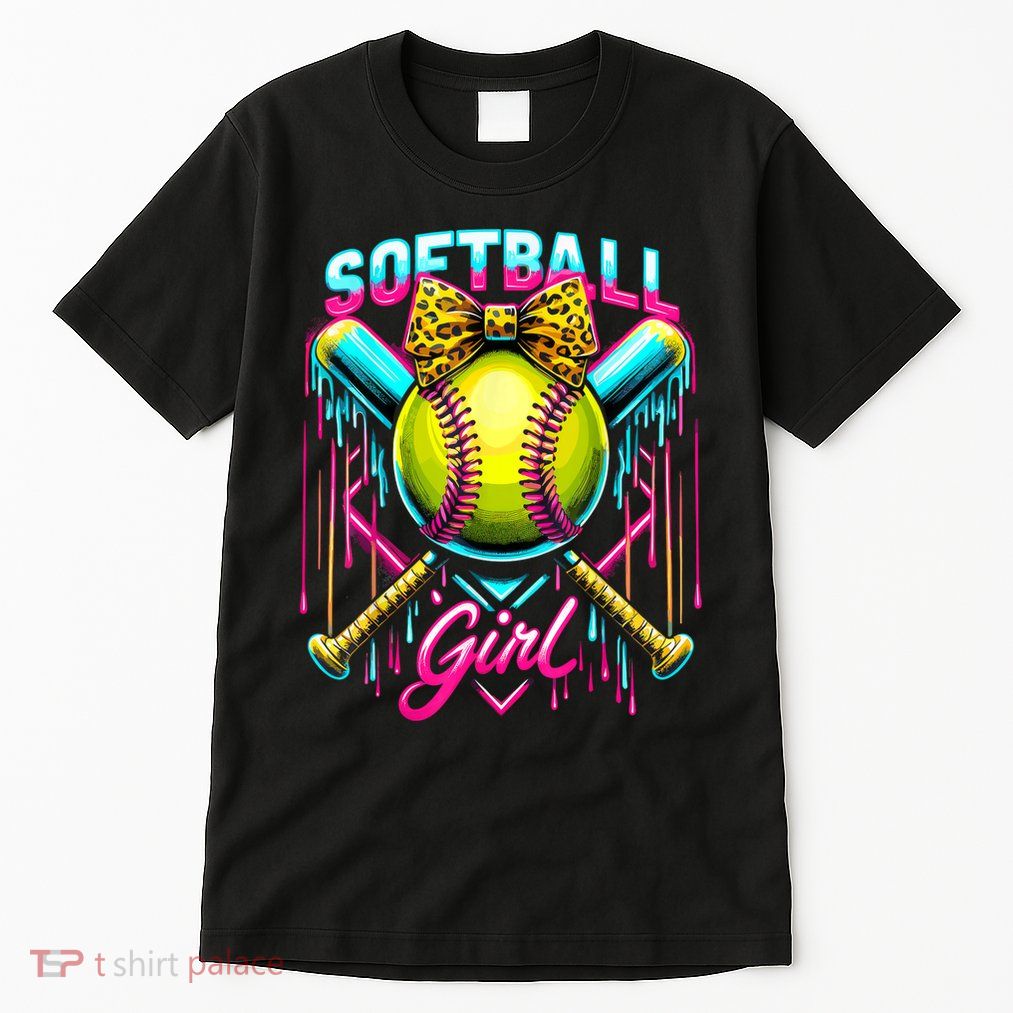 Softball Player Girl Ice Cream Softball Drip  Tall T-Shirt
