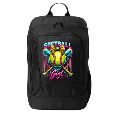 Softball Player Girl Ice Cream Softball Drip  City Backpack