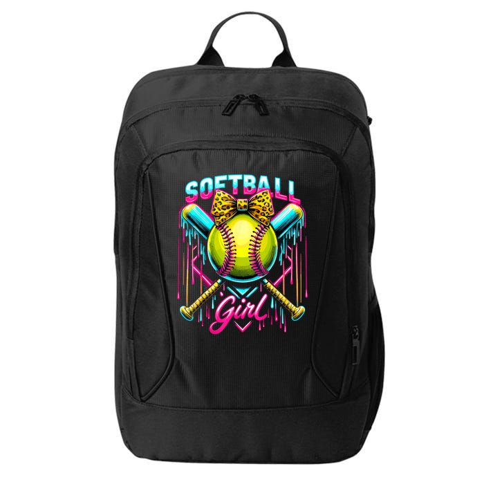 Softball Player Girl Ice Cream Softball Drip  City Backpack