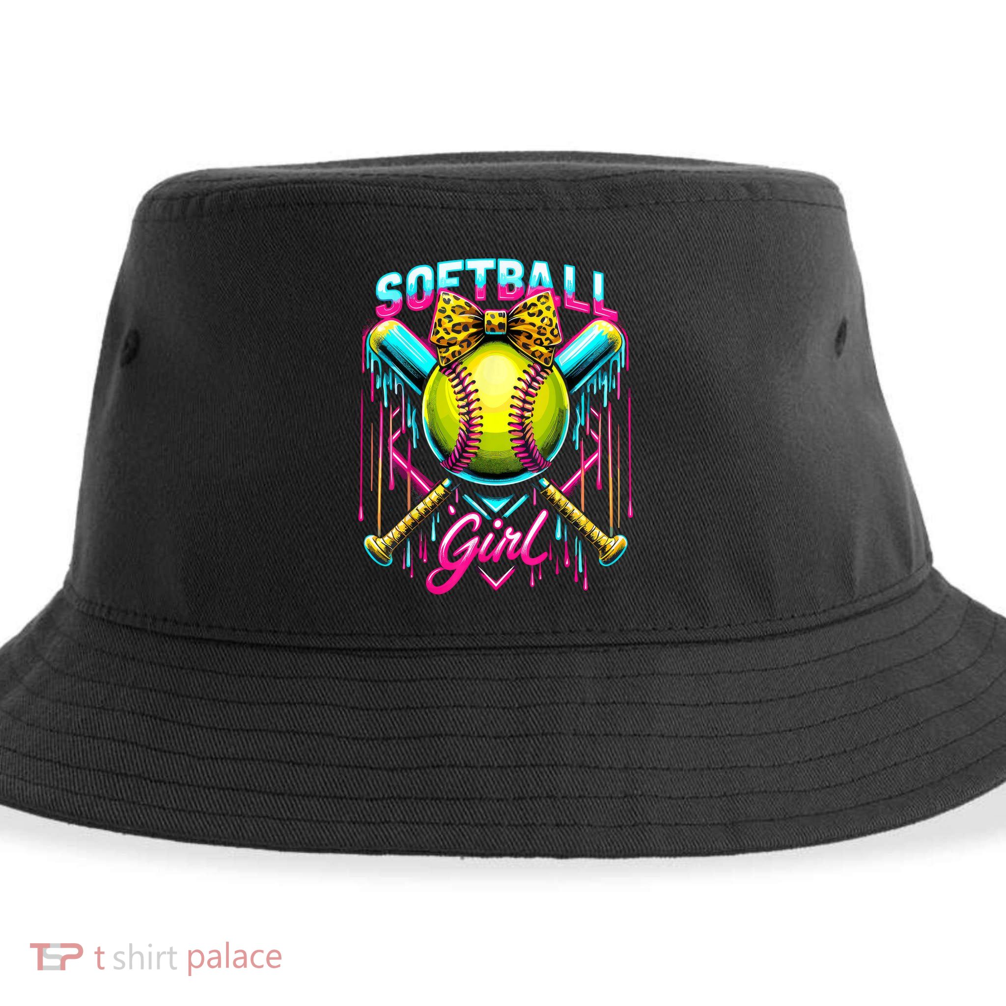 Softball Player Girl Ice Cream Softball Drip  Sustainable Bucket Hat