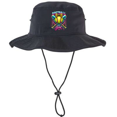 Softball Player Girl Ice Cream Softball Drip  Bucket Hat