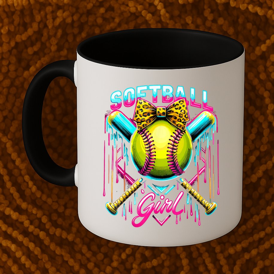 Softball Player Girl Ice Cream Softball Drip  Mug