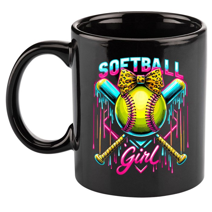 Softball Player Girl Ice Cream Softball Drip  11oz C Handle Ceramic Mug