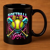 Softball Player Girl Ice Cream Softball Drip  11oz C Handle Ceramic Mug