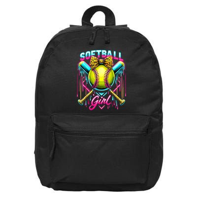 Softball Player Girl Ice Cream Softball Drip  16 in Basic Backpack