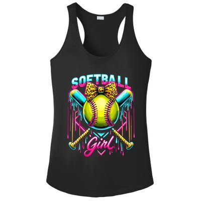 Softball Player Girl Ice Cream Softball Drip  Ladies PosiCharge Competitor Racerback Tank